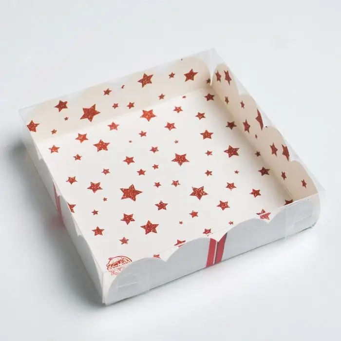 Коробка для кондитерских изделий с пластиковой крышкой &laquo;С Новым годом!&raquo;, 13 х 13 х 3 см