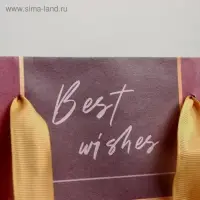 Пакет подарочный крафтовый, упаковка, &laquo;Best wishes&raquo;, ML 23 х 27 х 11.5 см