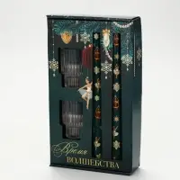 Свечи новогодние с подсвечниками, античные, набор 2 шт. &laquo;Время волшебства&raquo;