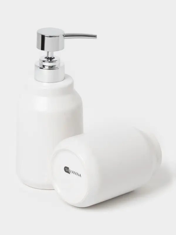Аксессуары для ванной SAVANNA &laquo;Глянец&raquo;, 3 предмета, мыльница, дозатор для мыла, стакан, белые