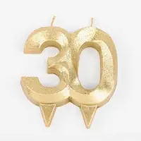Свеча для торта юбилейная &laquo;Грань&raquo;, цифра 30, золотой блеск, 8 см