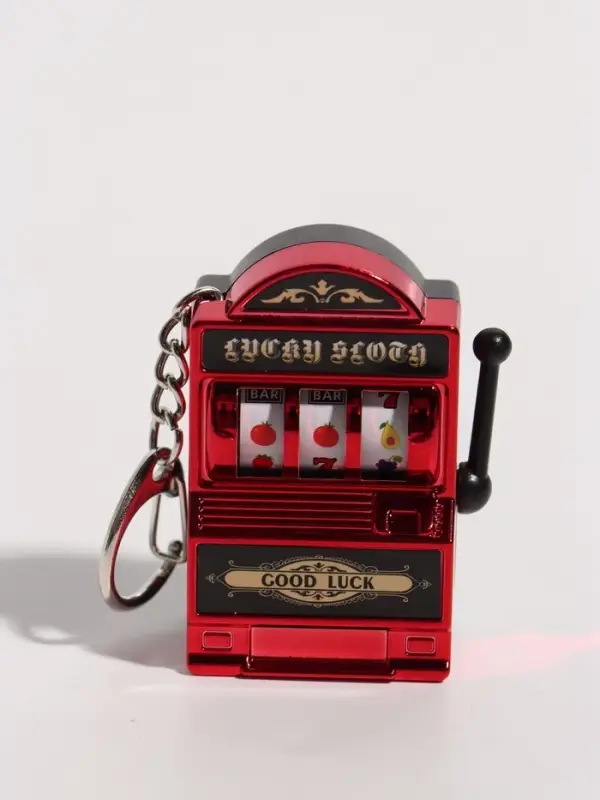 Брелок для ключей &laquo;Игровой автомат - казино&raquo;, красный, крутится барабан, 2.7&times;3.4&times;5 см
