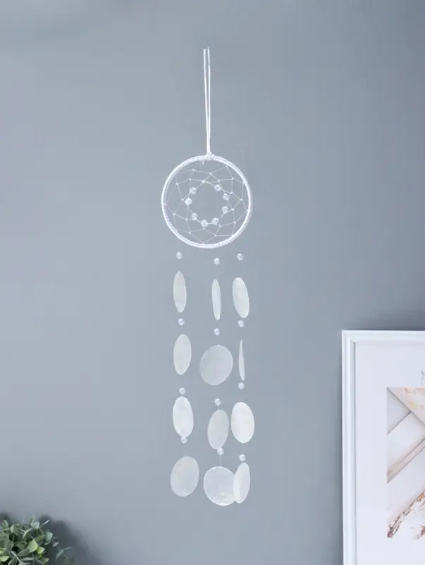 Ловец снов "Паутинка с бусинками" перламутр 12 кружков d=4,8 см 11,5х39,5 см