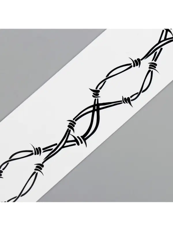 Переводная тату на тело чёрная «Браслет. Колючая проволока. Волны», 20×3 см Переводная тату на тело чёрная «Браслет. Колючая проволока. Волны», 20×3 см