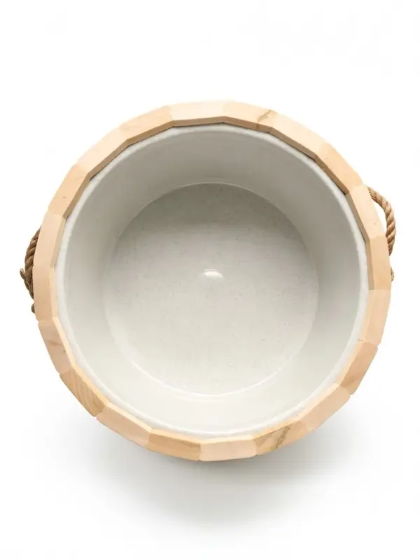 Ведро из липы, 15л,  пластиковая вставка, ручка-веревка "Термо"