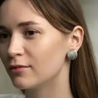 Серьги клипсы для ушей QF &laquo;Круг в рубчик&raquo;, цвет чернёное серебро