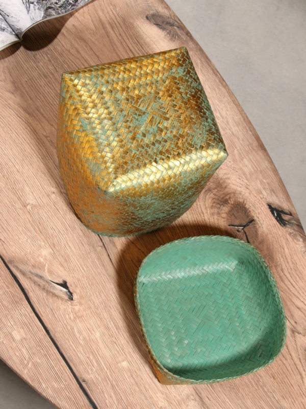 Корзинка плетеная Корзинка плетеная "Голден" 20х20х26 см, голубой