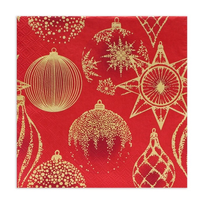Новогодние салфетки бумажные Home Collection «Золотые украшения на красном», 3 слоя, 33х33 см, 20 шт Новогодние салфетки бумажные Home Collection «Золотые украшения на красном», 3 слоя, 33х33 см, 20 шт