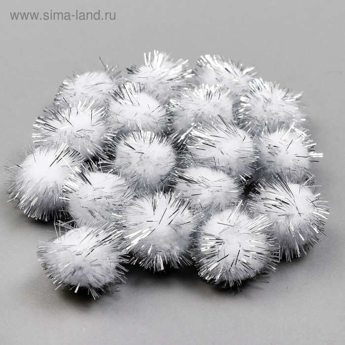 Детали для декора «Бомбошки с блеском», набор 18 шт., размер 1 шт. — 2,5 см, цвет белое серебро Детали для декора «Бомбошки с блеском», набор 18 шт., размер 1 шт. — 2,5 см, цвет белое серебро