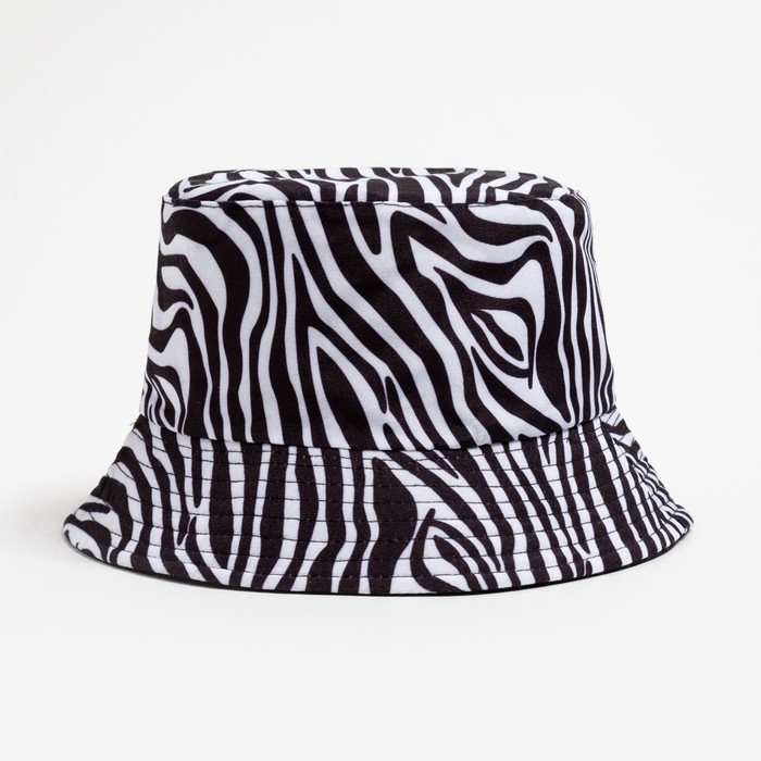 Панама женская MINAKU принт зебра, цвет чёрный/белый, р-р 56-58
