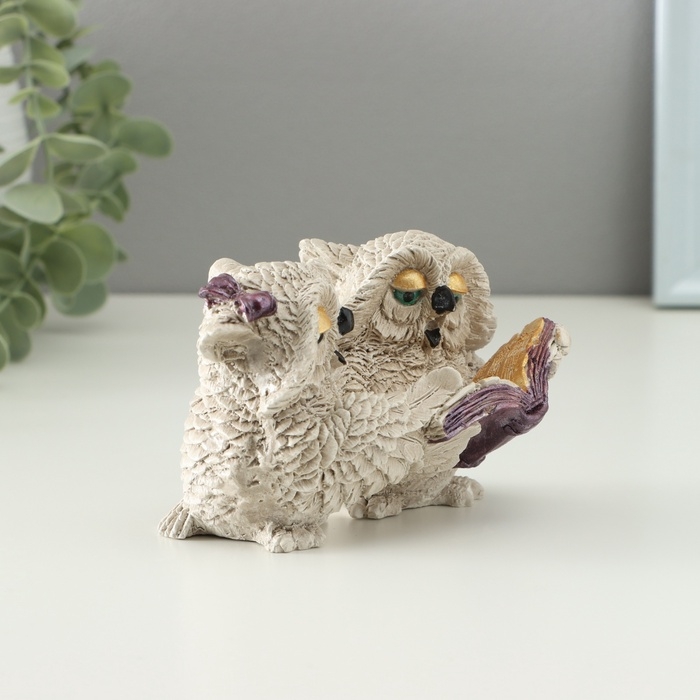 Фигура Фигура "Совы читают" 12х7х7см, бежевый