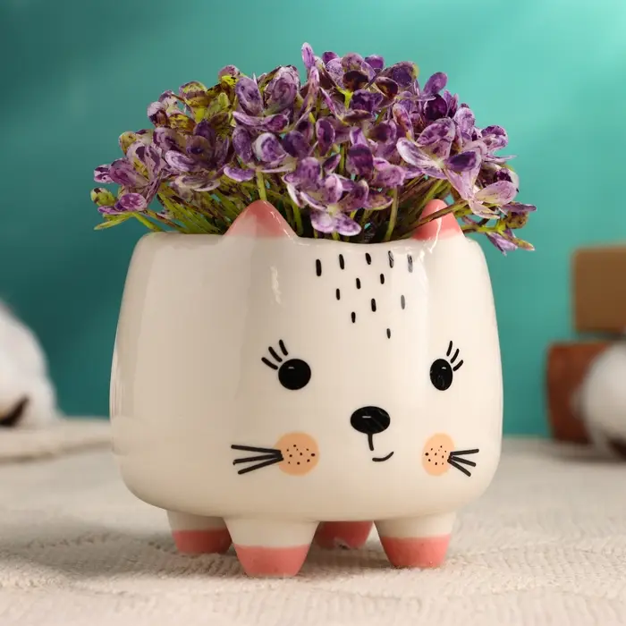 Горшок Горшок "Счастливый Котик" 8х8х8см