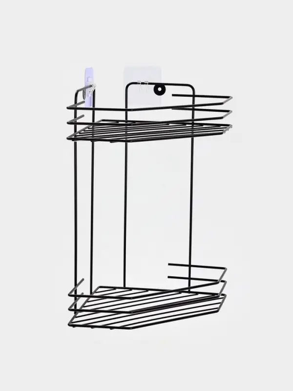 Полка для ванной угловая 2-х ярусная 20,5*20,5*31,5 см, цвет черный Полка для ванной угловая 2-х ярусная 20,5*20,5*31,5 см, цвет черный