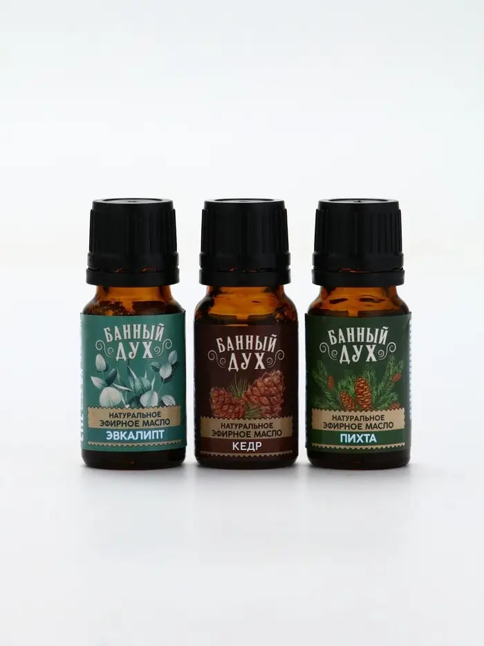 Эфирное масло, набор 3 шт х 10 мл, Банный Дух Эфирное масло, набор 3 шт х 10 мл, Банный Дух