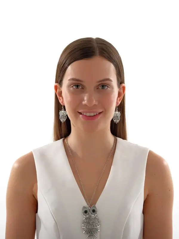 Гарнитур 2 предмета: кулон, серьги «Сова», цвет чернёное серебро, 60 см Гарнитур 2 предмета: кулон, серьги «Сова», цвет чернёное серебро, 60 см