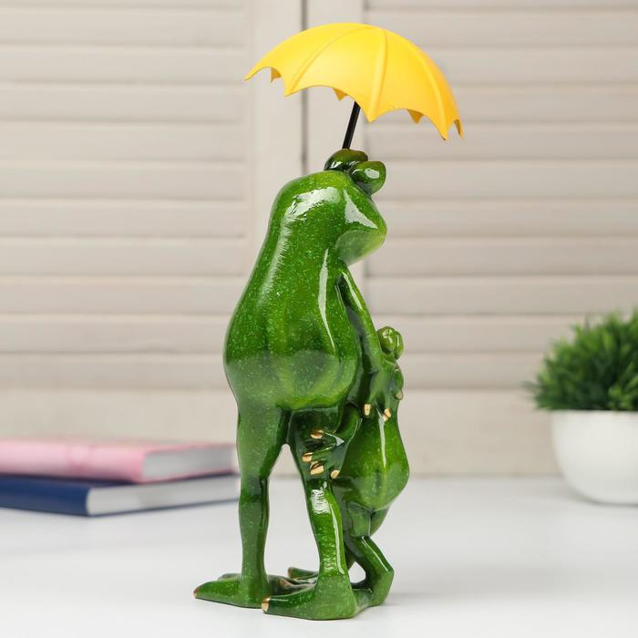 Сувенир полистоун лак Сувенир полистоун лак "Лягуха с сыном под зонтом" 22,5х9х11 см