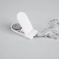 Гирлянда &laquo;Мишура&raquo; 1.2 м, роса с насадками &laquo;Кристаллы&raquo;, IP20, серебристая нить, 20 LED, от батареек CR2032&times;2, свечение тёплое белое