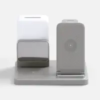 Зарядная станция с электронными часами и подсветкой Large Charge ver.3, серая