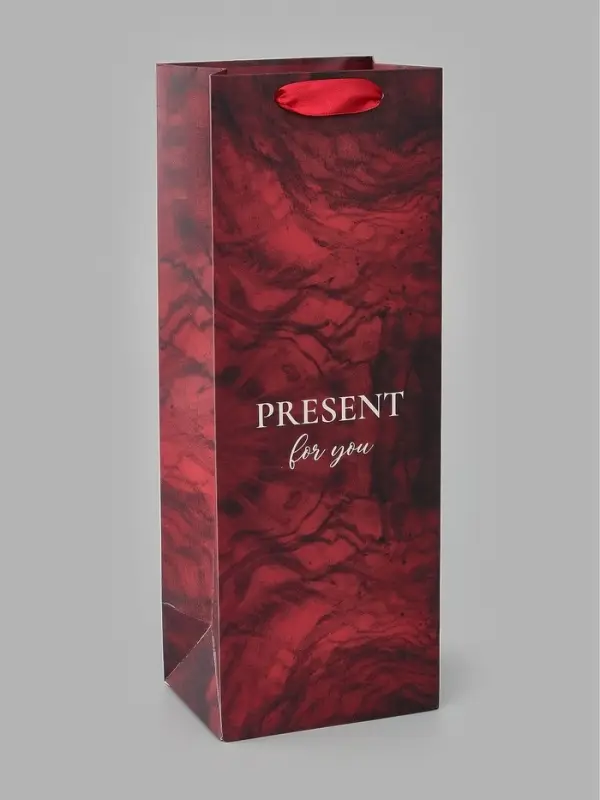 Пакет ламинированный под бутылку Present for you,13&times;36&times;10 см