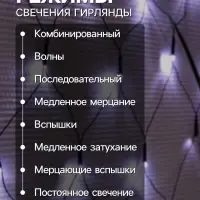 Гирлянда &laquo;Сеть&raquo; 1.6&times;1.6 м, IP20, тёмная нить, 144 LED, 8 режимов, 220 В, свечение белое