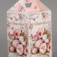 Пасхальная коробочка с окном и с ручкой "Пасха" 10 х 10 х 15 см