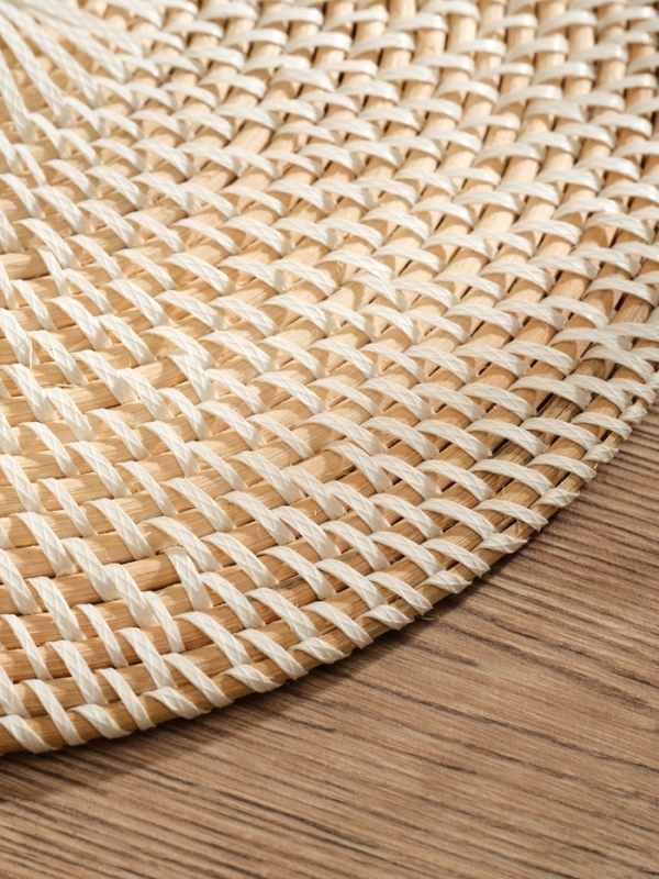 Коврик сервировочный плетеный круглый ротанг, 30х30х0,5 см, белый