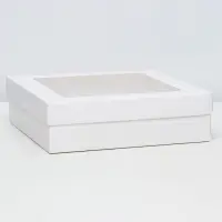 Коробка подарочная складная, упаковка, крышка - дно, с окном, белая, 23&times;23&times;6.5 см