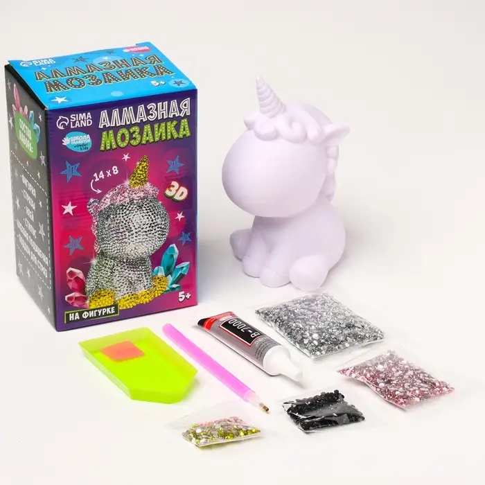 Алмазная мозаика на фигурке для детей &laquo;Волшебный единорог&raquo;, полное заполнение