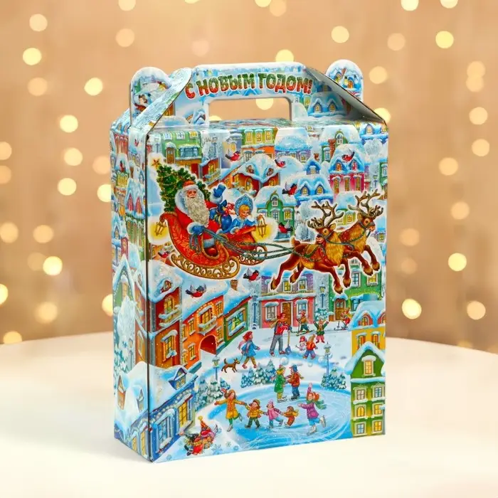 Подарочная коробка новогодняя Подарок Подарочная коробка новогодняя Подарок "Волшебный город" 16,8 х 7 х 25 см. Новый год