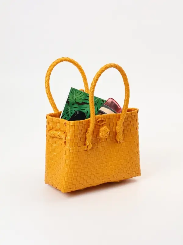 Сумка плетёная пластиковая, 23&times;11&times;30 см, жёлтая