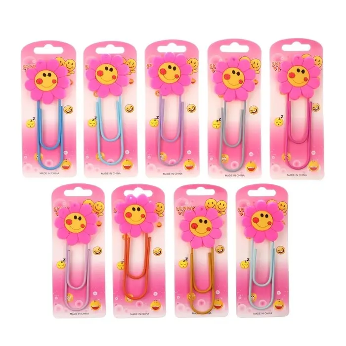 Закладка-скрепка большая, 11 см, Закладка-скрепка большая, 11 см, "Цветок", МИКС