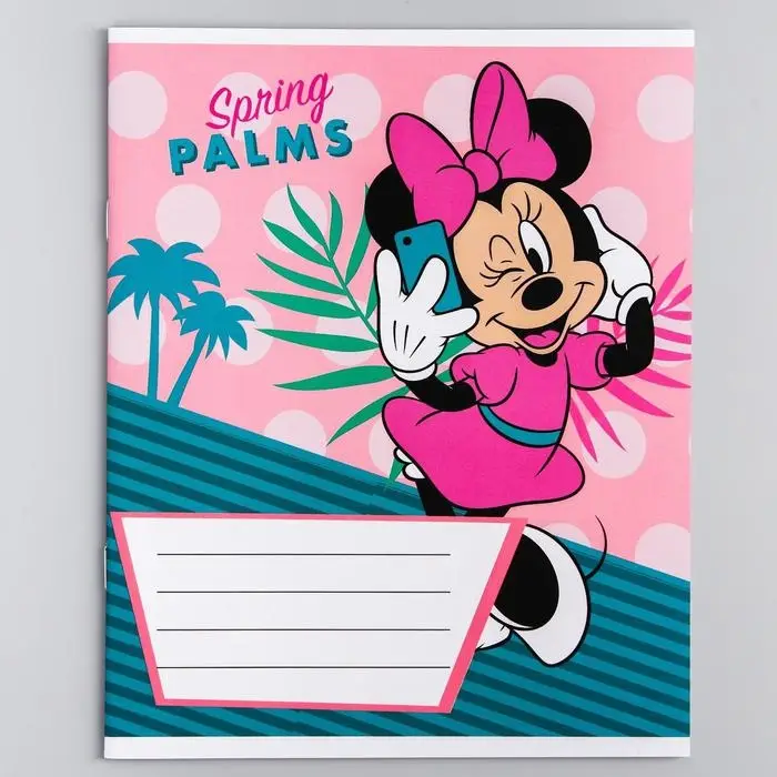 Тетрадь в клетку 12 листов, 5 видов МИКС, обложка мелованный картон, &laquo;Минни Маус&raquo;