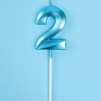 Свеча в торт на шпажке «Грань», цифра 2, голубая, 5 см
