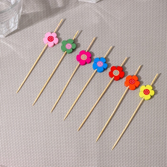 Шпажки Доляна «Цветочки», 12 см, набор 25 шт Шпажки Доляна «Цветочки», 12 см, набор 25 шт