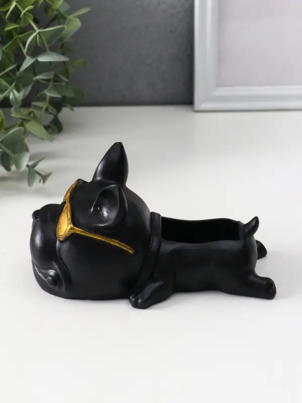 Подставка для мелочей «Французский бульдог в очках», 7×14×8.5 см, чёрная Подставка для мелочей «Французский бульдог в очках», 7×14×8.5 см, чёрная