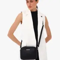 Сумка женская кросс-боди TEXTURA на молнии, 20&times;7&times;15 см, чёрная