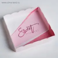 Коробка для печенья, кондитерская упаковка с пластиковой крышкой, Sweet moment, 15 х 15 х 3 см