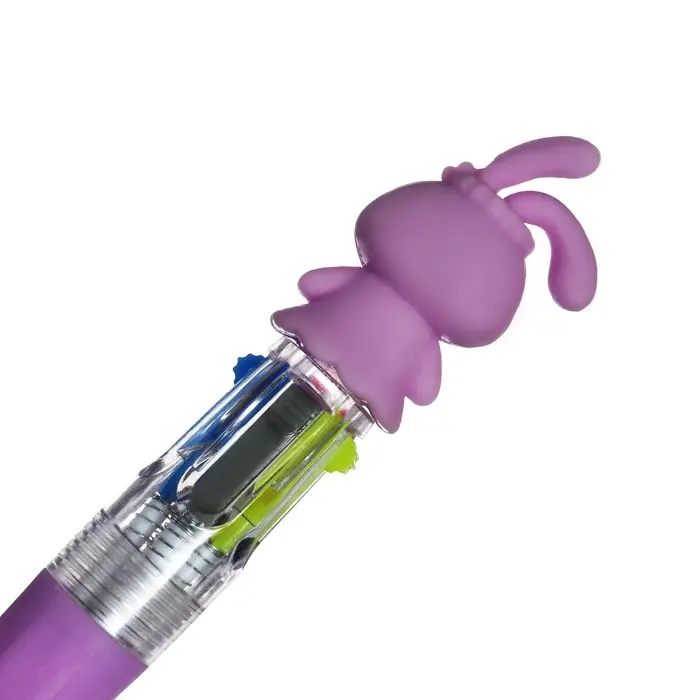 Ручка-прикол шариковая Calligrata &laquo;Зайка&raquo;, 4-цветная, резиновый упор, МИКС