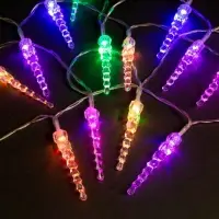 Гирлянда &laquo;Нить&raquo; 5 м с насадками &laquo;Сосульки тающие&raquo;, IP20, прозрачная нить, 20 LED, свечение мульти (RG/RB), мигание, 220 В