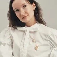 Брошь &laquo;Кошачий глаз&raquo;, ласковая кошечка, бежевая в золоте