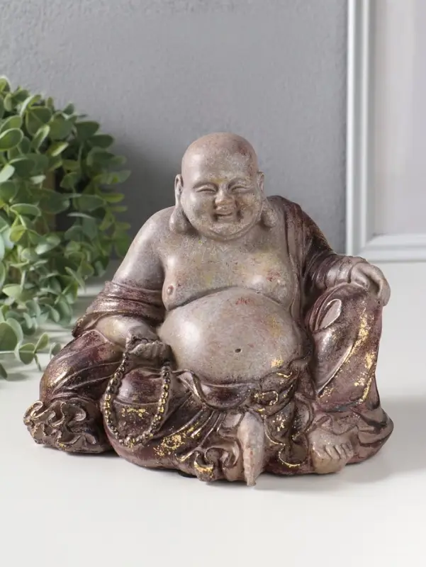 Фигура полистоун &laquo;Хотей с чётками&raquo;, с золотой патиной, 15.7&times;20.5&times;17 см