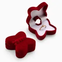 Футляр под серьги, кольцо &laquo;Бабочка&raquo;, бархатный, 5&times;5.5 см, красный