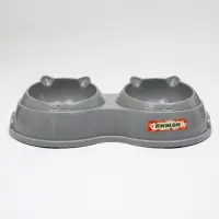 Миска двойная, 240 мл, 25&times;14&times;5 см, пластик, серая