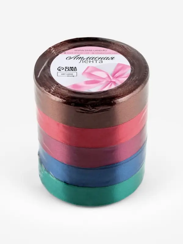 Атласная лента, набор 5 шт. &laquo;Вечерние огни&raquo;, 20 мм, 23&plusmn;1 м