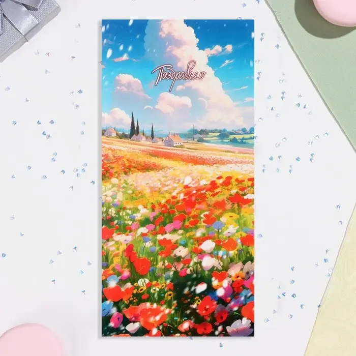 Открытка-евро «Поздравляю!», 21×10 см Открытка-евро «Поздравляю!», 21×10 см