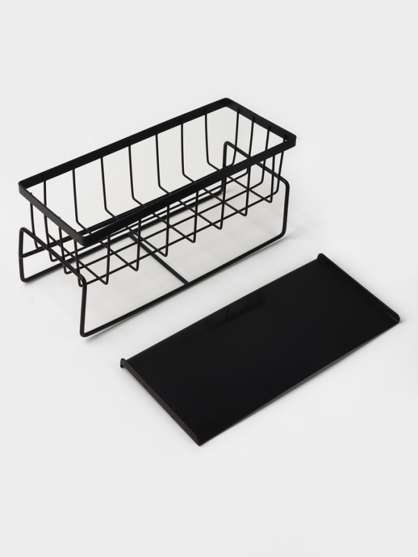 Подставка для мыла и губки со сливом, цвет черный Подставка для мыла и губки со сливом, цвет черный