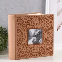 Фотоальбом Делюкс 200ф 10X15см, бум.карм.с мемо, книжн. пер-т., бронза