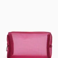 Косметичка женская Classic, полупрозрачная, на молнии, бордовая