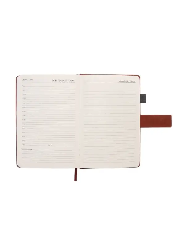 Ежедневник недатированный формат А5, с хлястиком, 128л, линия, пвх, Коричневый