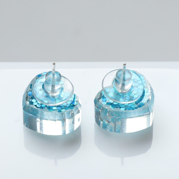 Серьги пластик «Карамель» сердце конфетти, цвет голубой Серьги пластик «Карамель» сердце конфетти, цвет голубой